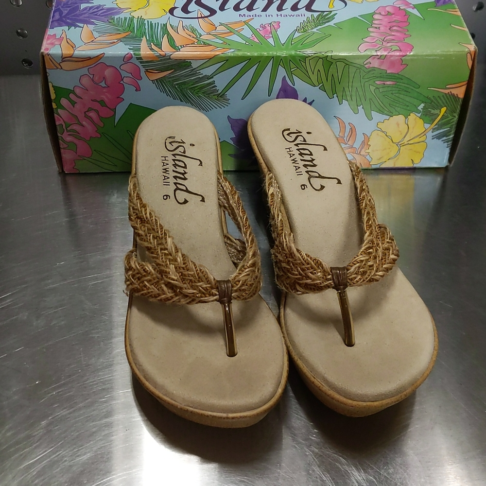 Island Sandals - Rafia thong cork sole - natural